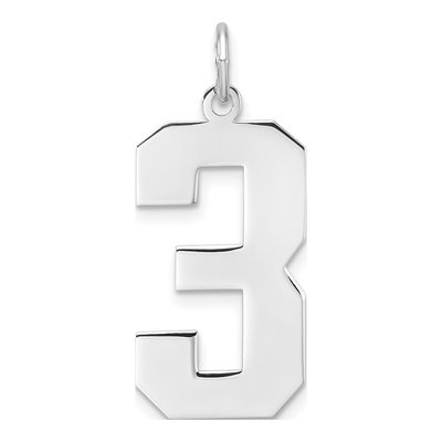 Sterling Silver Number 3 Charm