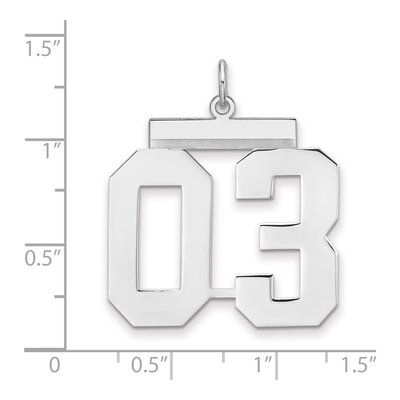 Sterling Silver Number 03 Charm Pendant – view 2