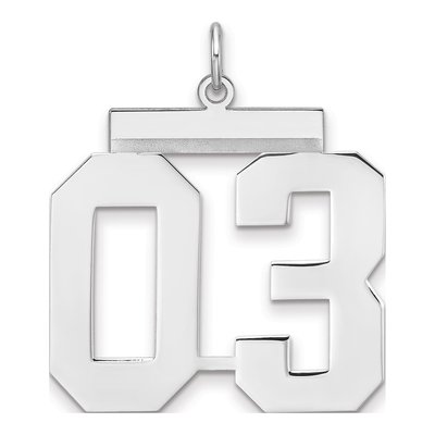 Sterling Silver Number 03 Charm Pendant