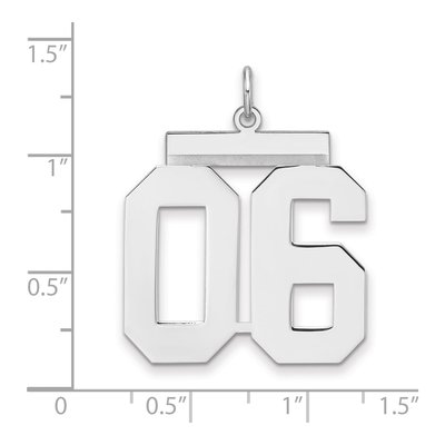 Sterling Silver Number 06 Charm Pendant, Rhodium – view 2