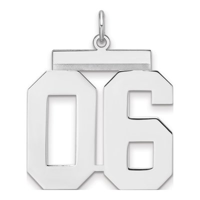Sterling Silver Number 06 Charm Pendant, Rhodium