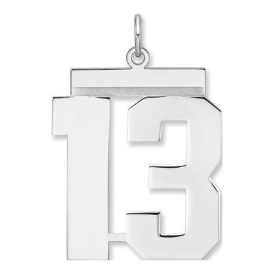 Sterling Silver Number 13 Charm Pendant