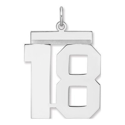 Sterling Silver Number 18 Charm Pendant