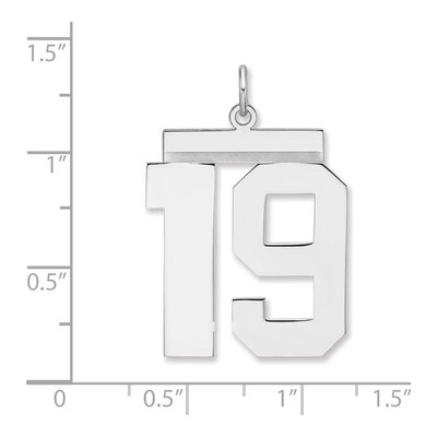 Sterling Silver Number 19 Charm Pendant, XL – view 2