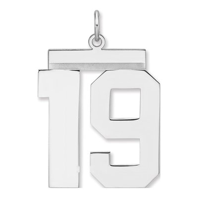 Sterling Silver Number 19 Charm Pendant, XL