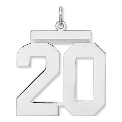 Sterling Silver Number 20 Charm Pendant