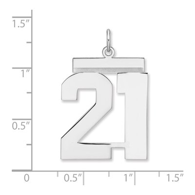 Sterling Silver Number 21 Charm Pendant, XL – view 2