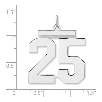Sterling Silver Number 25 Charm Pendant – view 2