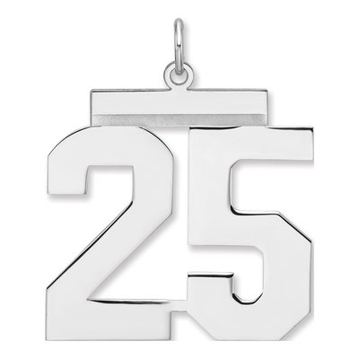 Sterling Silver Number 25 Charm Pendant