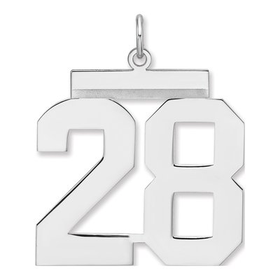 Sterling Silver Number 28 Charm Pendant