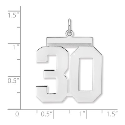 Sterling Silver Number 30 Charm Pendant – view 2
