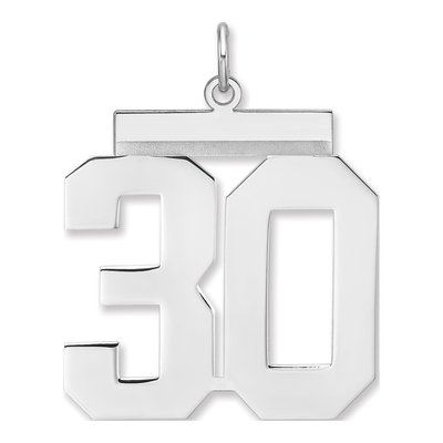 Sterling Silver Number 30 Charm Pendant