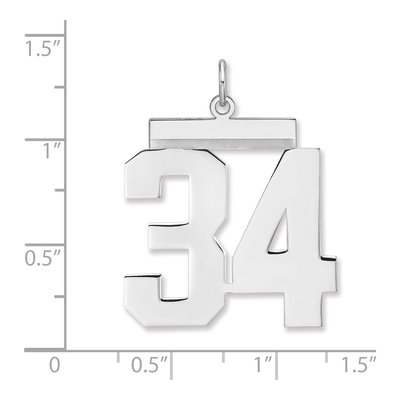 Sterling Silver Number 34 Charm Pendant – view 2