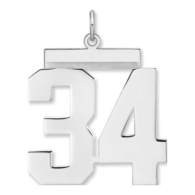 Sterling Silver Number 34 Charm Pendant