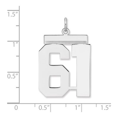 Sterling Silver Number 61 Charm – view 2