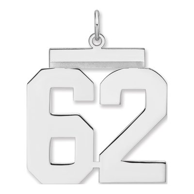 Sterling Silver Number 62 Charm