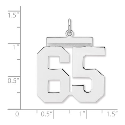 Sterling Silver Number 65 Charm Pendant – view 2