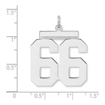 Sterling Silver Number 66 Charm Pendant – view 2