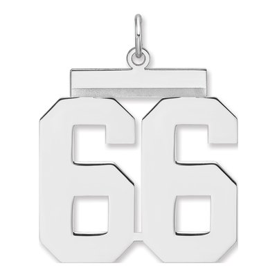 Sterling Silver Number 66 Charm Pendant