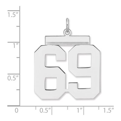 Sterling Silver Number 69 Charm Pendant – view 2