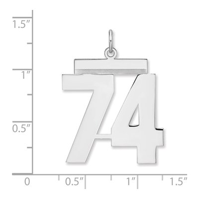 Sterling Silver Number 74 Charm Pendant – view 2