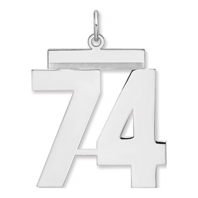 Sterling Silver Number 74 Charm Pendant