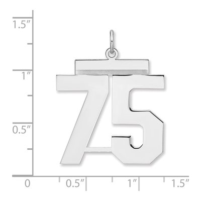 Sterling Silver Number 75 Charm Pendant – view 2