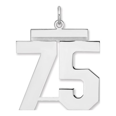 Sterling Silver Number 75 Charm Pendant