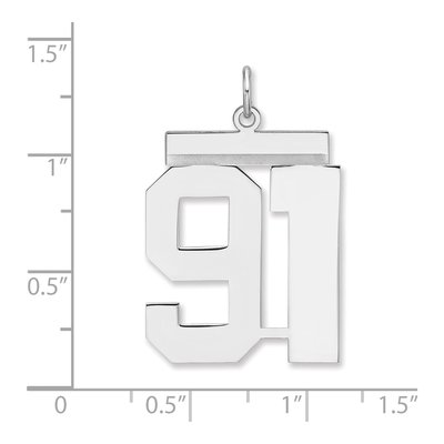 Sterling Silver Number 91 Charm Pendant – view 2