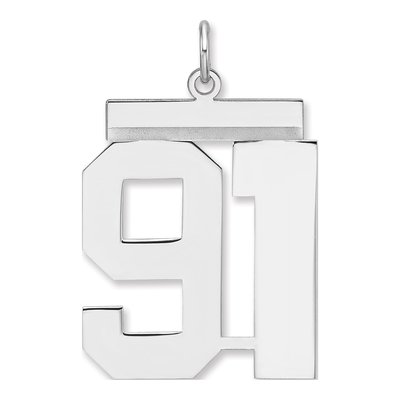 Sterling Silver Number 91 Charm Pendant