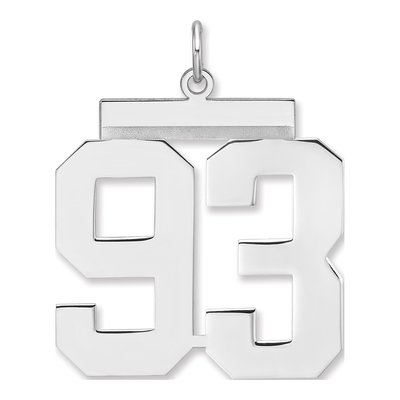 Sterling Silver Number 93 Charm Pendant, MTO