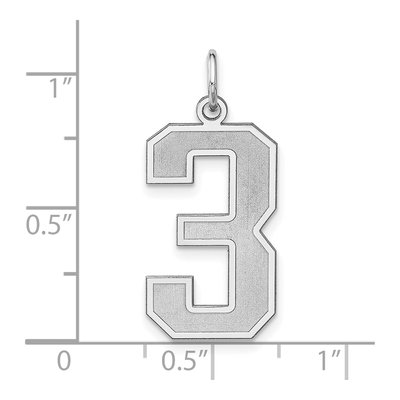 Sterling Silver Number 3 Charm – view 5