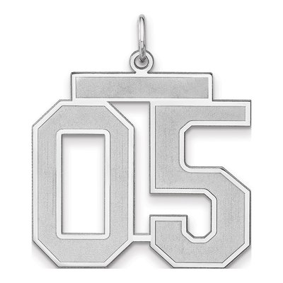 Sterling Silver Number 05 Satin Charm Pendant