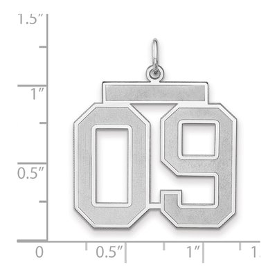Sterling Silver Number 09 Charm Pendant – view 2