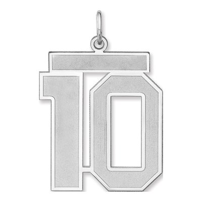 Sterling Silver Number 10 Charm Pendant