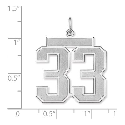 Sterling Silver Number 33 Charm Pendant, Satin Finish – view 2