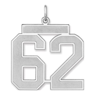 Sterling Silver Number 62 Charm
