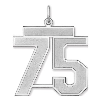 Sterling Silver Number 75 Charm Pendant