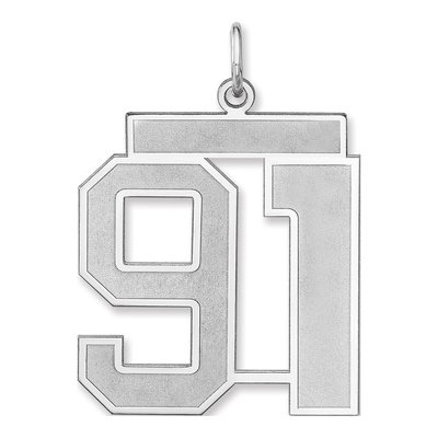 Sterling Silver Number 91 Charm Pendant
