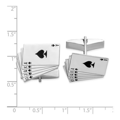 Sterling Silver Royal Flush Cuff Links – view 3