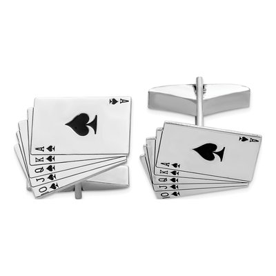 Sterling Silver Royal Flush Cuff Links