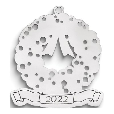 Personalized Sterling Silver Christmas Wreath Ornament – view 2