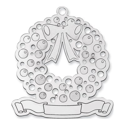 Sterling Silver Blank Christmas Wreath Ornament