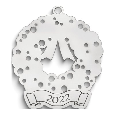 Personalized Silver Christmas Wreath Ornament – view 2