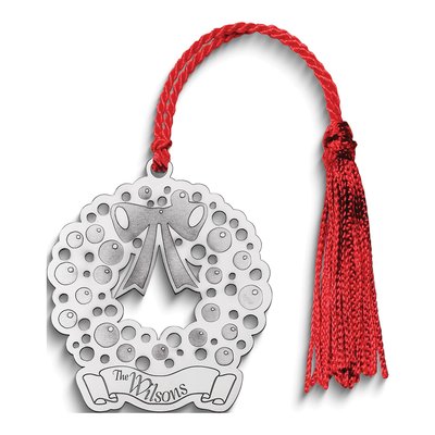 Personalized Silver Christmas Wreath Ornament
