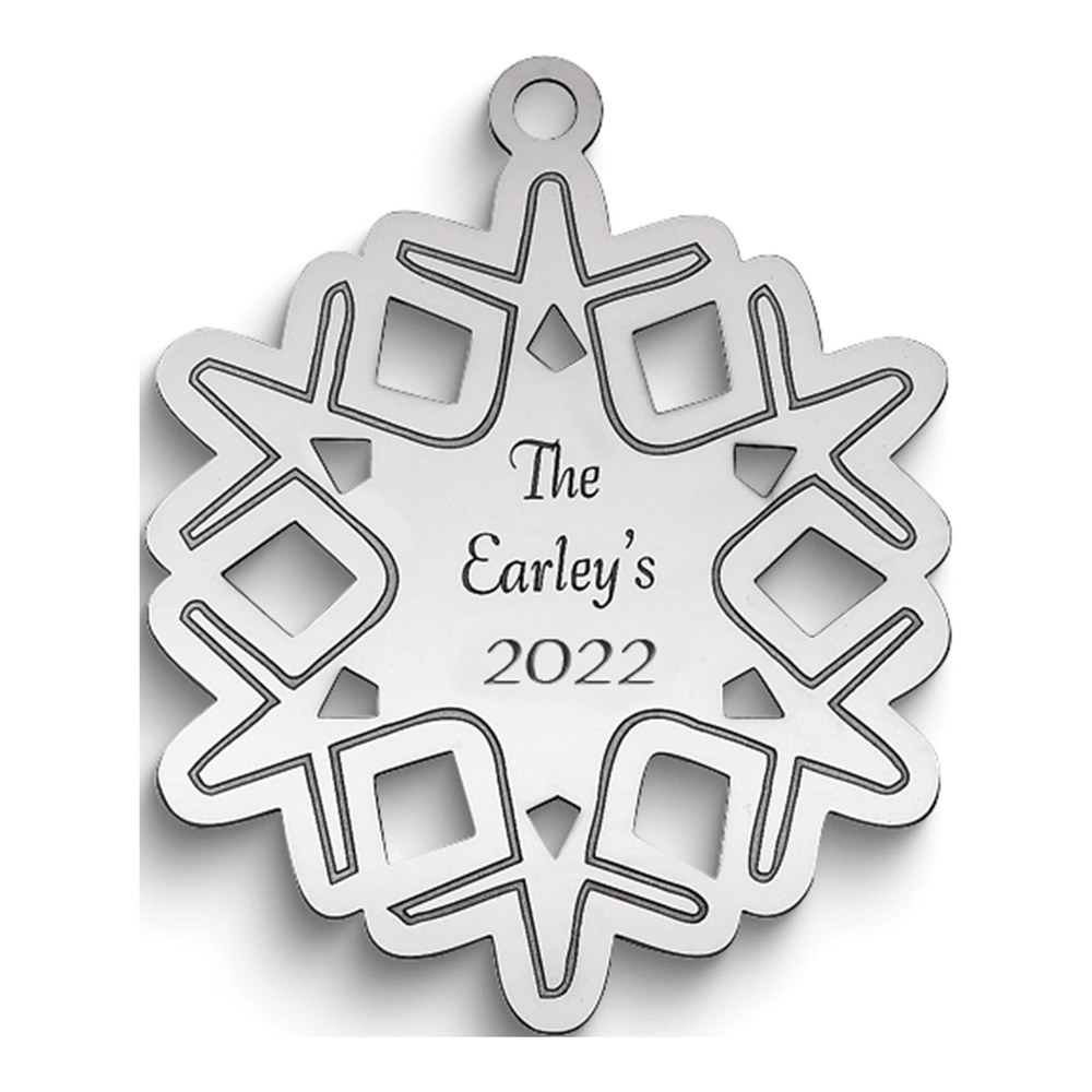 Personalized Sterling Silver Snowflake Ornament