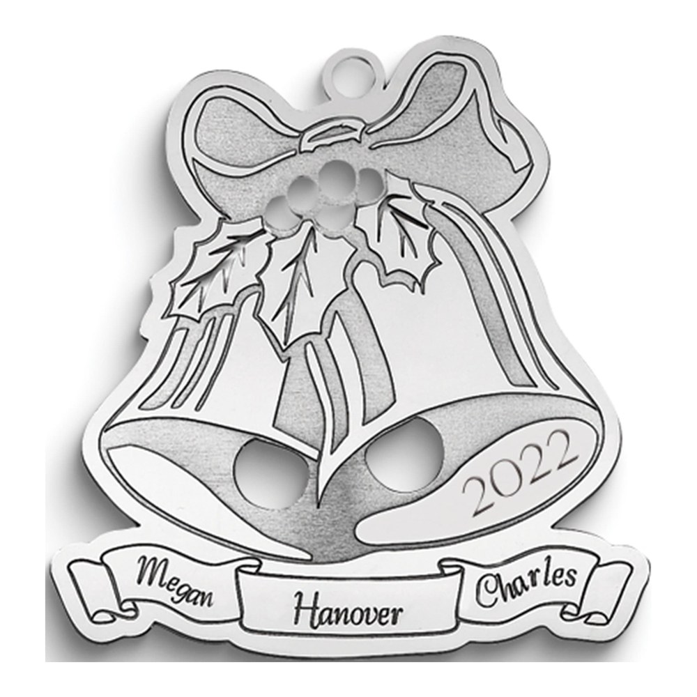 Personalized Sterling Silver Christmas Bells Ornament