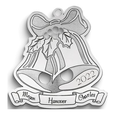 Personalized Sterling Silver Christmas Bells Ornament