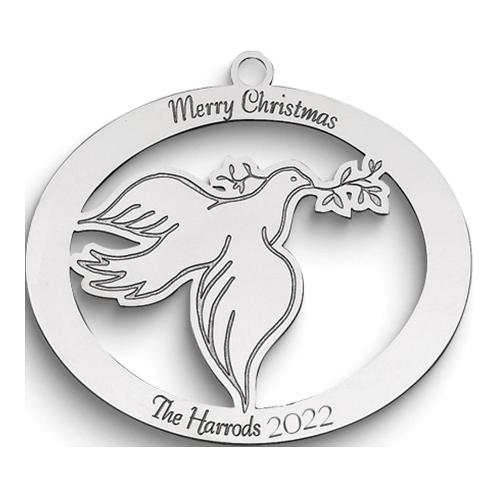 Personalized Silver Christmas Dove Ornament