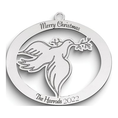 Personalized Silver Christmas Dove Ornament